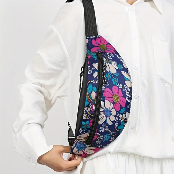 2/$40 Y2K NEW Floral zippered Fanny Pack summer belt bag adjustable strap - Picture 2 of 5